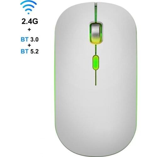 Wireless Mouse LED Light Plug Play Ultra-thin Sensitive ABS 1600DPI Bluetooth 5.2 Mouse for PC