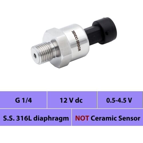 Pressure sensor transducer 0.5 4.5V, 12, 24V input, 0 15psi, 10bar, 1.6mpa, 2.5 mpa gauge, 30 50 75 psi absolute, G 1 4 thread