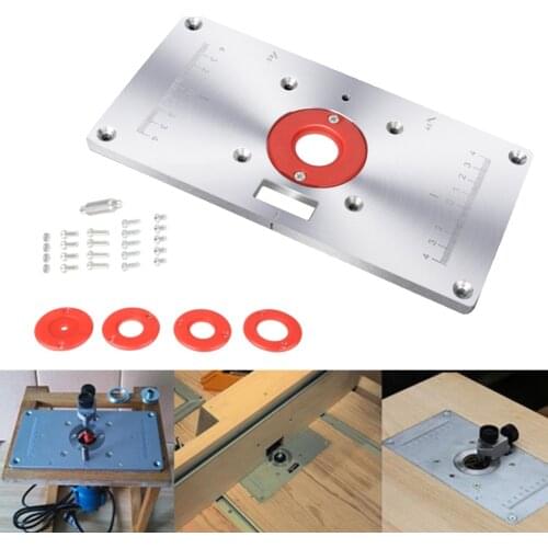 Wood Router Table Insert Plate Woodworking Benches Wood Router Trimmer Workbench Milling Woodworking Machine with 4 Rings