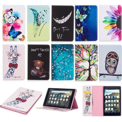 For Amazon Kindle Fire HD 8" 8inch Tablet Case giraffe PU Leather stand Flip Case Smart Cover for Fire HD 8 6th Generation 2016