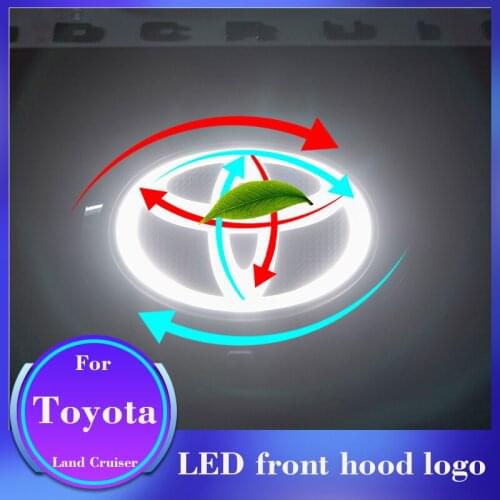 For Toyota Land Cruiser LED Front Hood Emblems Prado LED Racing Grills Logo LC200 Engine Cover Emblems Decoration Modification