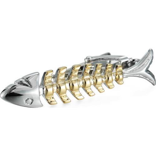 DY new stainless steel fashion gold silvery fish bone tie clip, high grade business suit mens wedding tie clip
