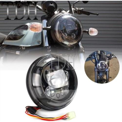6000K 100W LED Headlight Assembly DRL High Low Beam Motorcycle Head Light Lamp For Scrambler Cafe Racer Urban Icon Classic 16-18