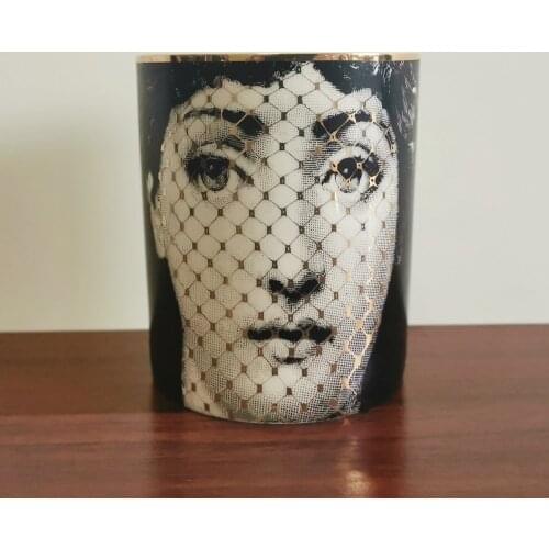 Fornasettti Gold Storage Jar Ceramic Make Up Brush Jar Candle Jar Beauty Pen Holder Diy Candle Holder Tray Decorative Container