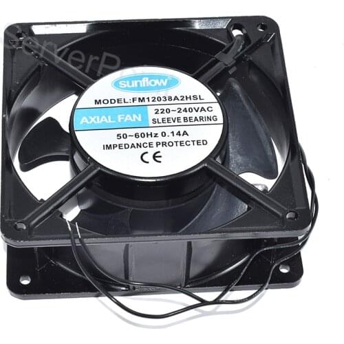 Well Tested FM12038A2HSL AC 220V 240V 0.14A 12038 12CM 120*120*38mm 2 Wires Axial Cooling Fan