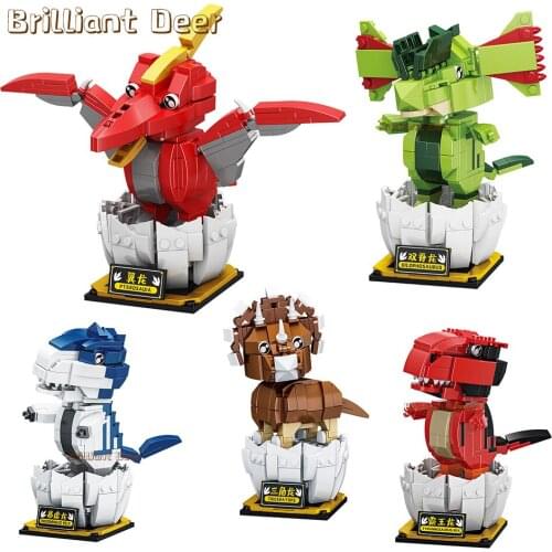 Head-shaking Jurassic Dinosaur Toys Tyrannosaurus Triceratops Technical MOC Building Blocks Car Home Decoration Boys Gift
