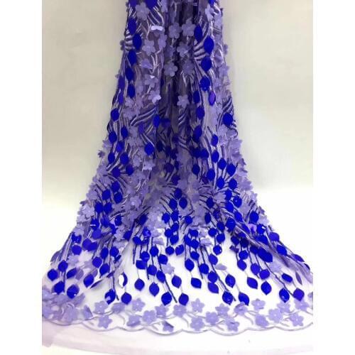 BEAUTIFICAL African lace fabrics 3d sequins appliques net lace fabric for dress Hot sale tulle lace nigerian 5yards/lot ML1N847
