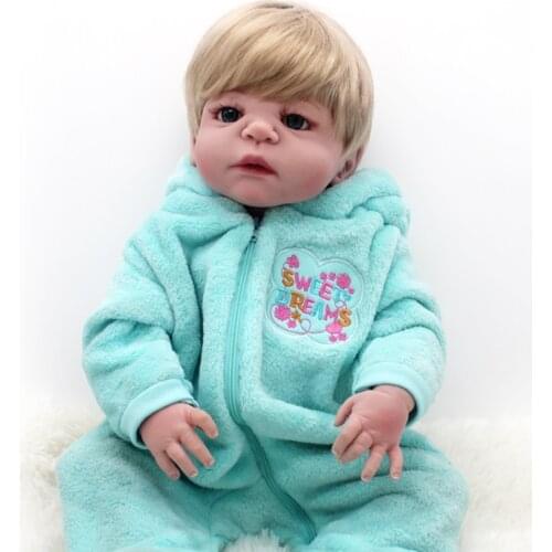 20 Inch 50cm Reborn Doll Soft Silicone Body Cute Boy Blue Eyes Rebirth Baby Dolls Joint-body Toddler Toy Childrens Gifts