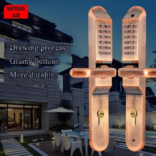 LSTABAN Single And Double-sided Villa Zinc Alloy Mechanical Button Keyboard Password Key Door Lock Indoor And Outdoor Lock