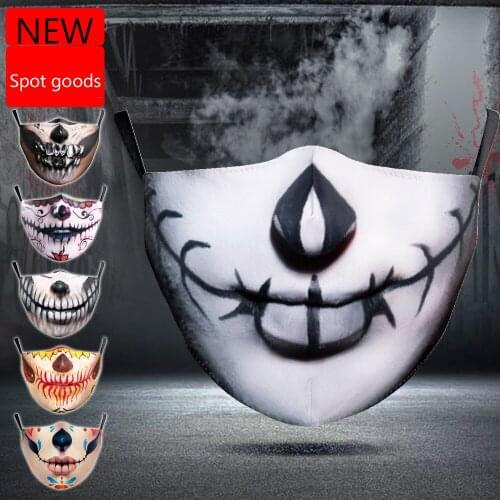 Halloween Horror Joker Sewing Mouth Masks Cospaly Womens Men Unisex Face-Protection Cycling Spots Breathable Adult Party Mask