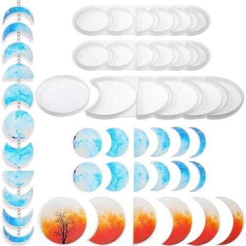 Moon Phase Molds Set,Crescent Shaped Silicone Molds,Full Moon Resin Molds DIY Moon Casting Mold for Home Decor Wall Hang