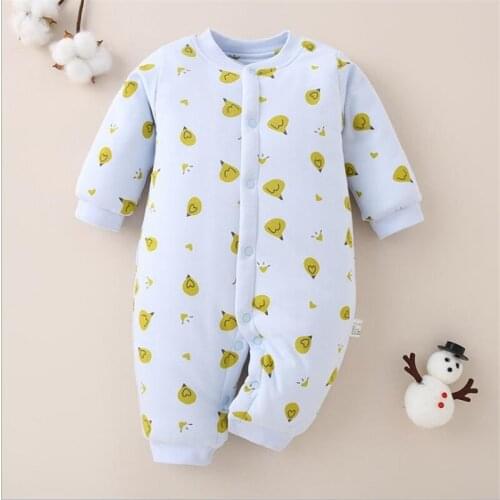 New Baby clothing winter baby cotton thick onesie long sleeve cartoon children warm clothes