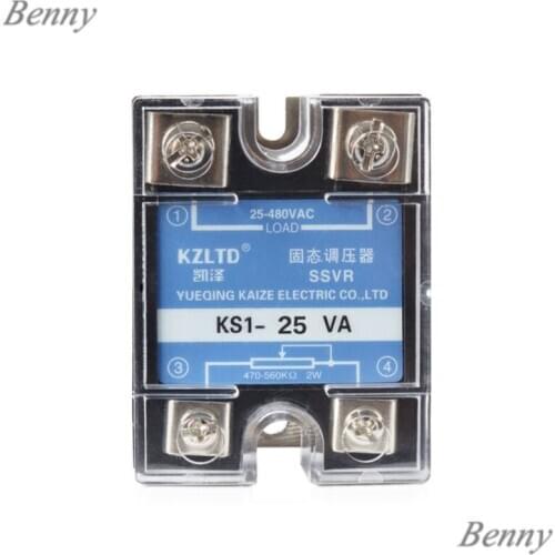 1PCS Single-phase AC Solid-state Voltage Regulator 25A220v Heating Tube 2000W Solid Thyristor Voltage Regulator KS1-25VA