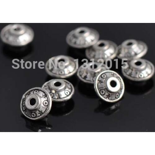 Wholesale Beads Round Charm Antique Sliver Alloy Spacer Beads Metal Beads for Jewelry Making Supplies 6x3.5mm,50Pcs,YTC0062