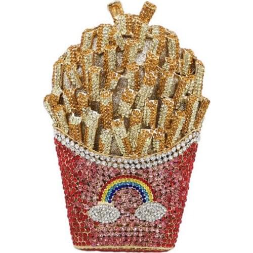 Wholesales Factory High Quality Fancy Crystal Rhinestone Clutch Bag for Formal Party New French Fry Women Evening Bag