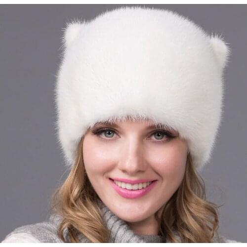 Autumn and Winter Fur Hat Female Real Mink Fur Hat Fancy Russian Fashion Quality Ladies Luxury Headdress Tail DHY-54
