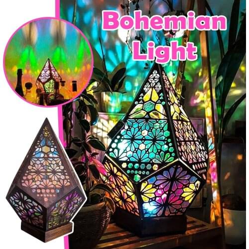 Pole Star Wood Floor Lamp Creatives desktop decoration lights Diamond Lamp Led Projection Bohemian Floor Decorative Lamp