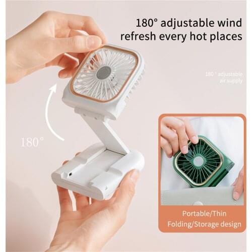 Portable Hanging Neck Fan Usb Rechargeable Mini Folding Fan Outdoor Handheld Air Conditioner Travel Cooler 3 Gears Cooling#G