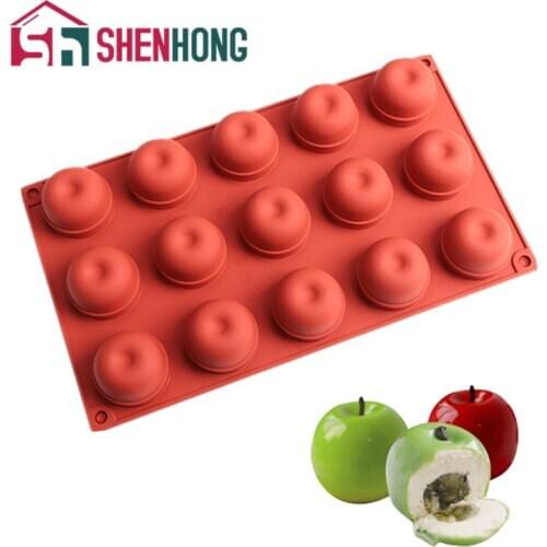 SHENHONG Silicone 15 Holes Apple Shape Cake Mold Mousse Dessert Mould Fruit Ice Cream Chocolate Pastry Molds Bakeware Tool