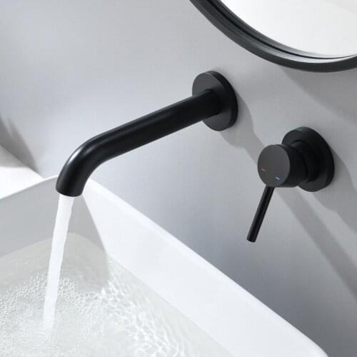Bathroom Basin Faucet Black Concealed Wall Mounted Faucet Tap Single Handle Hot And Cold Water Bath Mixer Tap