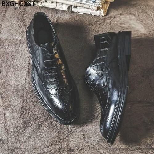 Formal Dress Shoes Mens Fashion Brown Oxford Suit Shoes for Men Black Brogue Shoes Man Office 2021 Chaussure Zapatos De Hombre