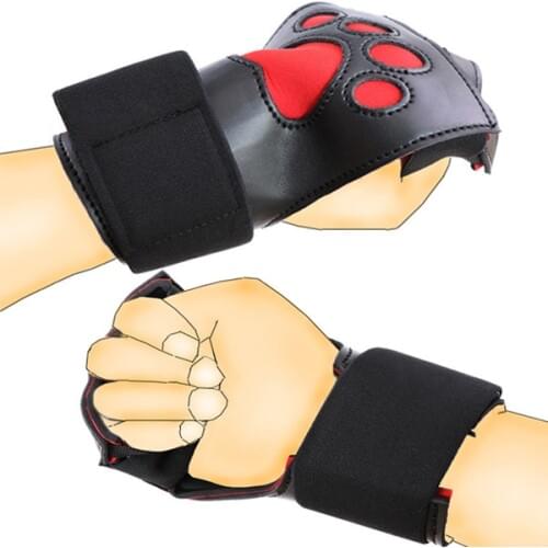 Unisex PU Leather Soft Padded Dog Paw Print Paw Gloves Protective Glove BDSM Paw Bondage Puppy Gloves Dog Cosplay Couple Sex Toy
