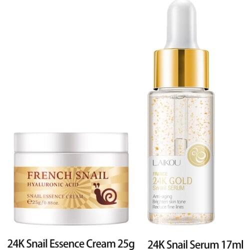 Snail Face Cream and 24K Gold Snail Seurm Essence Hyaluronic Acid Moisturizing Anti-aging Nourishing Serum Cream Skin Care
