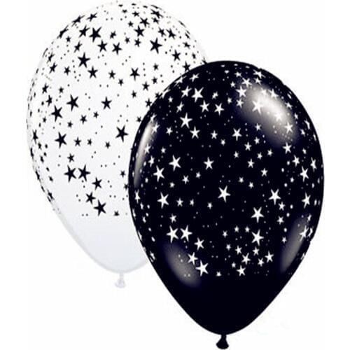 High quality Black Star Balloon 12 inch Printing Ballons Damask Stars Black White balloons color Classic globos Party supplies