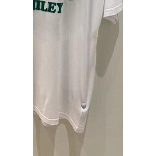 Women T-shirt 2021 Summer New Womens Smiley Face Flocking Printed Short-sleeved T-shirt