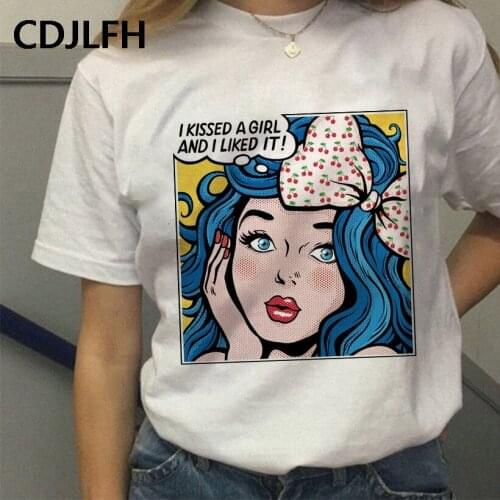I Kissed A Girl And I Liked It Letter Print Summer Women T-shirts Tops Casual Harajuku Summer Female TShirt Short Sleeve Vintage