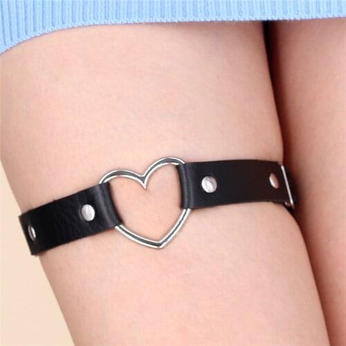 Women Punk Heart Sexy PU Leather Garter Belt Harajuku Elasticity Body Harness Tight Suspender Strap Leg Loop Belts Accessories