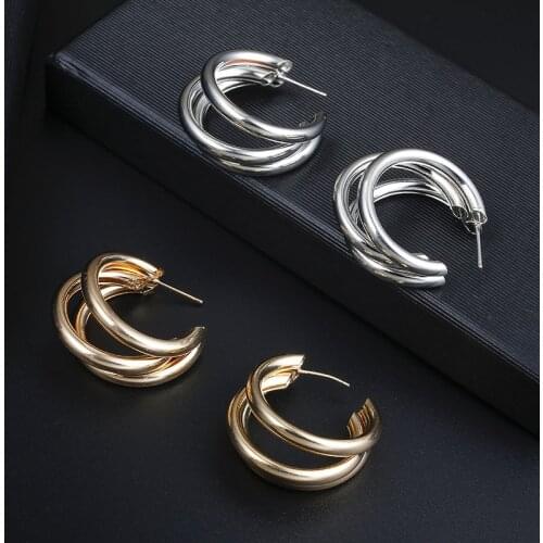 Women Vintage C Earring for Best Friends Entwined Three Stud Earrings Chunky Dainty Minimalist Statement Earrings Christmas