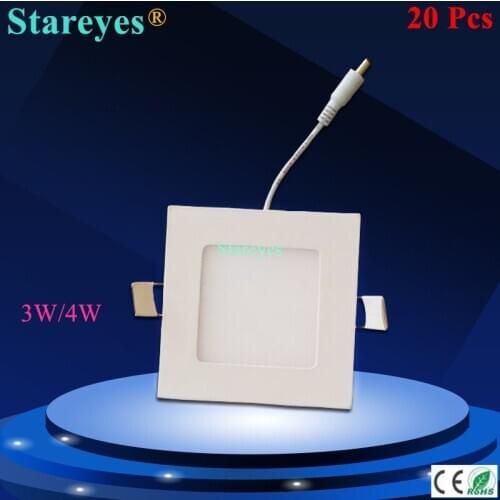 Free shipping 20 pcs Square LED Panel Light 4W AC 85-265V 105mm 320lm SMD 2835 downlight Spotlight bulb led ceiling light
