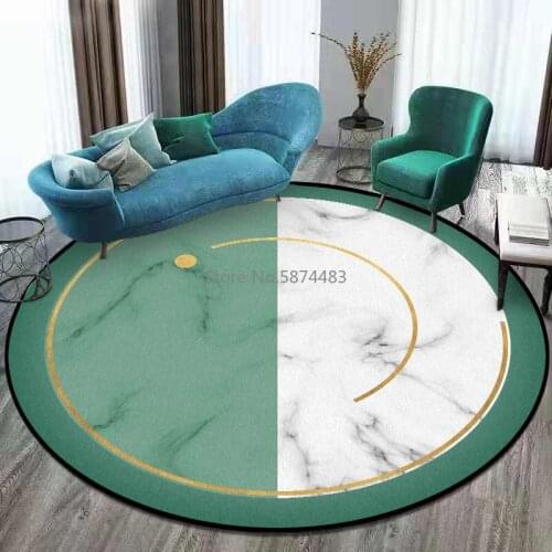 200cm Modern Minimalist Marble Pattern Green and White Stitching Living Room Bedroom Hanging Basket Chair Non-slip Round Mat