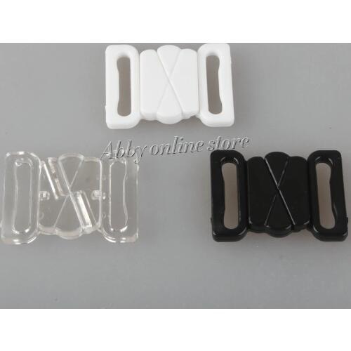 30 BIKINI CLIPS HOOK & SNAP PLASTIC CLASPS 18mm STRAP BRA FASTENER SWIMWEAR