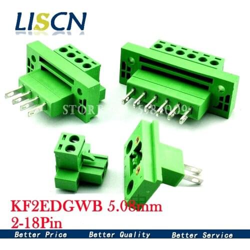 5sets KF2EDGWB 5.08 2/3/4/5/6/7/8Pin Wall Terminal Plug Type 5.08mm Pitch Connector Pcb Screw Terminal Block