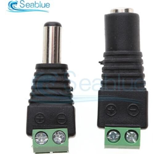 5 Pairs DC 12V 2.1 x 5.5mm DC Power Male Plug Jack Adapter Male + Female Connector Plug For CCTV Single Color LED Light