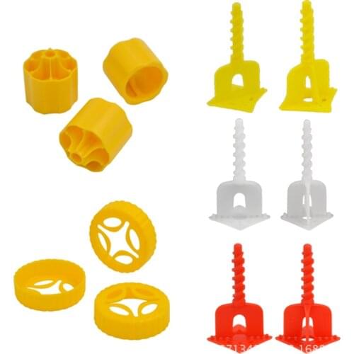 50set Nut type tile Alignment leveler 1-2mm Wall Ceramic Gap Locator Plastic Positioning Buckle cross clips Floor Laying Tool