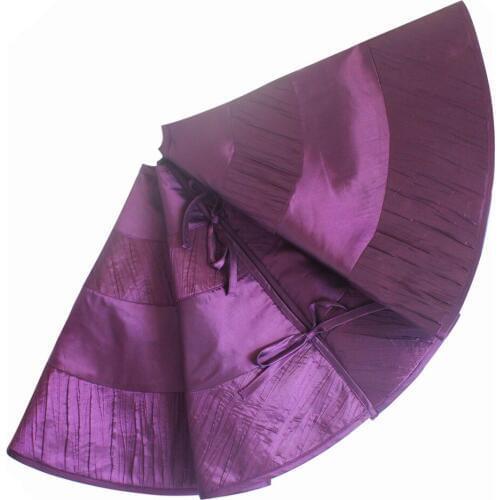 Free Shipping Purple Pleat Faux Silk Patchwork Christmas Tree Skirt- 90cm P2854