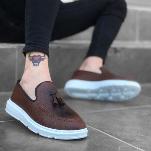 BA0005 Step-in High Base Tan White Classic Tassels Corcik Male Shoes