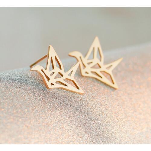 Brinco 2017 Fashion Earing Jewelry Dainty Origami Crane Stud Earrings Women Boho Jewelry Boucle d'oreille Femme Pendientes Mujer