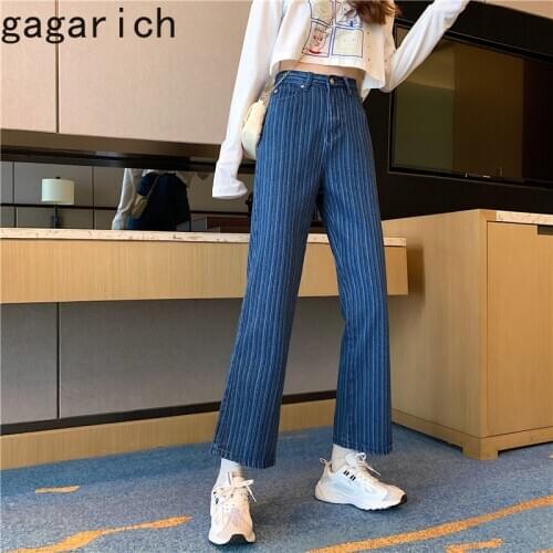 Gagarich Jeans for Women Striped Wide Leg Pants Female 2020 New Autumn High Waist Loose Thin Straight Tube Harajuku Trousers
