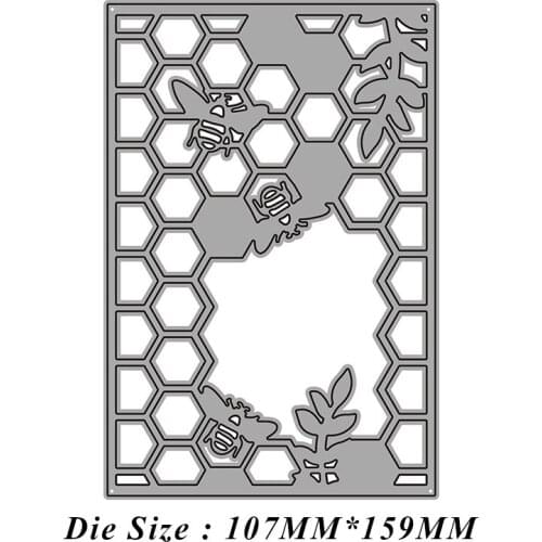 Honeycomb Background Rectangular Frame Cut Diy Handmade Mold Paper Metal Craft Dies for Card Making Cut Dies Embossing New