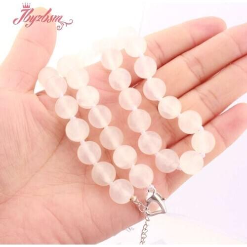 JBYZBSM Necklace AAA Round White Selenite Natural Stone Beads Knot Chain Women Jewelry Gift Choker Necklace Adjustable 17"