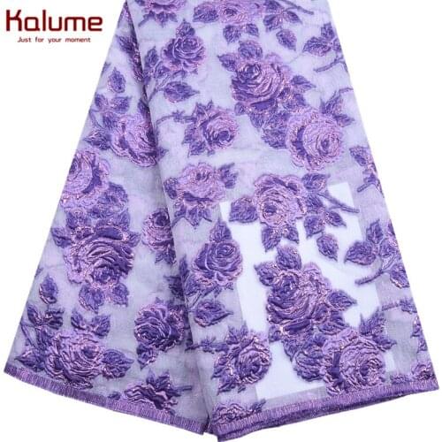 Kalume Gilding African Lace Fabric Popular French Tulle Lace Fabric 5 Yards Nigerian Gilded Jacquad Lace Fabric ForParty F2111