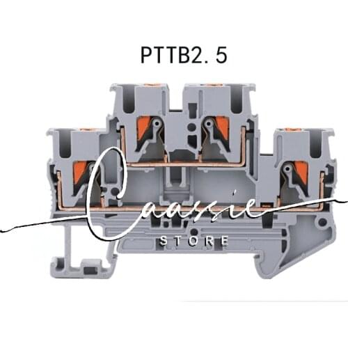 Din Rail Terminal Block PTTB-2.5 Electrical Connector Double Layer Spring Wiring Connection Wire Conductor 10pcs Terminal Block