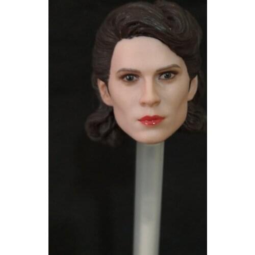 1/6 Scale Peggy Hayley Atwell Female Head Sculpt Model Short Curly Hair Fit for 12 Inches Action Figure Body