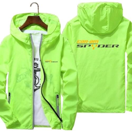 Can Am Spyder Motorcycle Bomber Jacket Mens Reflective Skin Windbreaker Thin Hooded Coat Sports Pilot Oversized Zipper Hooded