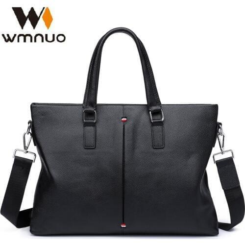 Wmnuo Men Briefcase Bag Handbag Genuine Cow Leather Laptop Bag Casual Man Shoulder bags Men Messenger Computer Business Bag 7005