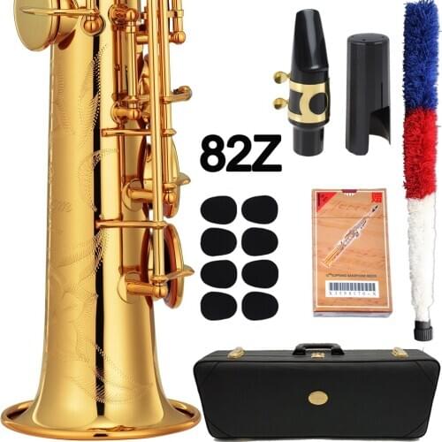 Music Fancier Club Saxophone Soprano 82Z Professional Soprano Sax Custom Gold Lacquer Mouthpiece Reeds Neck With Case